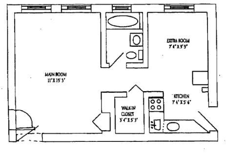 4240 N Clarendon Ave Floorplan - Convertible Studio